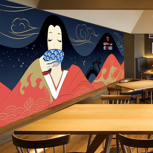 a wall paper or paint for a Japanese restaurant