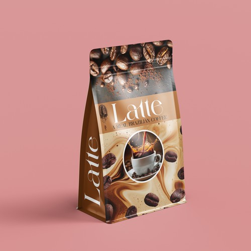 Latte Coffee | Elegant Stand-Up Pouch Packaging & Branding