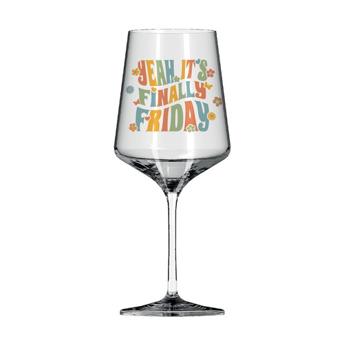 "Flower Power" like illustration for an office humor themed drinking glass