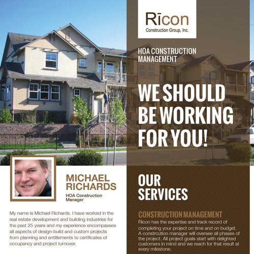 Clean and Minimalistic flyer for Ricon Construction Group 