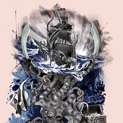 Tattoo: nautical theme, half-sleeve