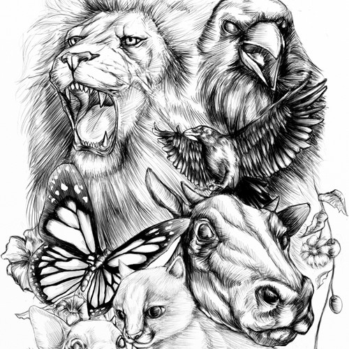 Animals tattoo sleeve art