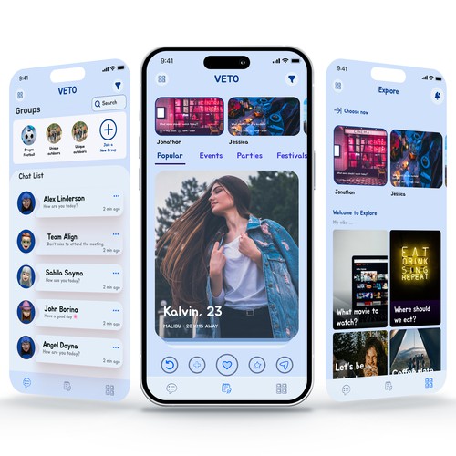 Handdrawn-style UI for a fun group decision-making mobile app