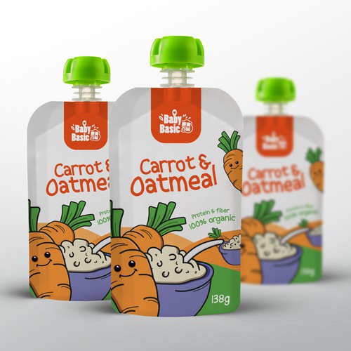Carrot & oatmeal baby food concept 