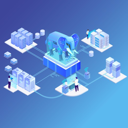 Data Management Isometric Illustration for