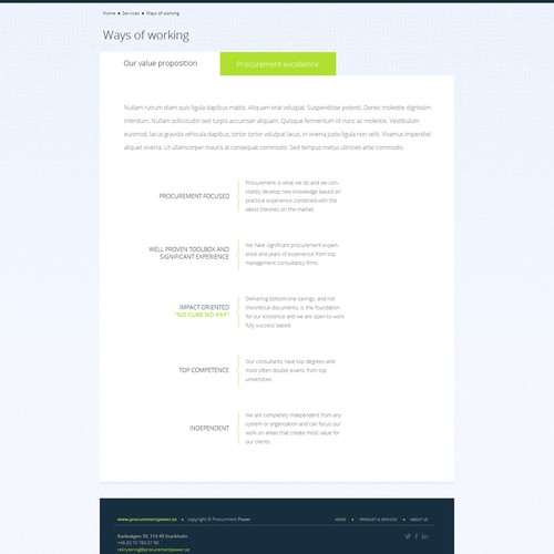 Website design for www.procurementpower.se