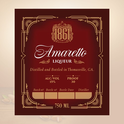 Amaretto liqueur label - Propsal 2