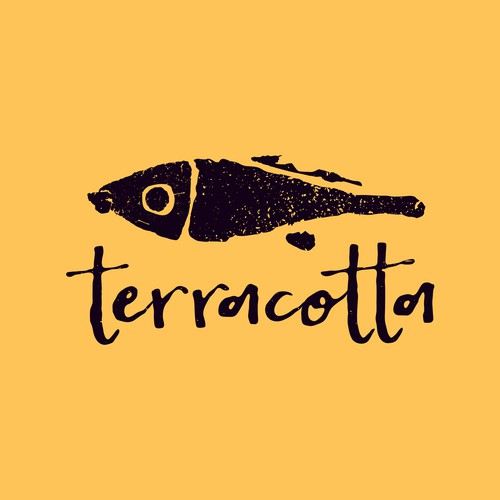 Hand drawn fish logo design