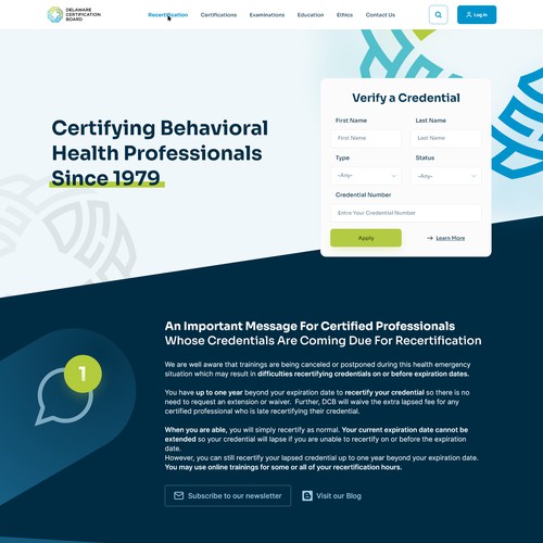 Delaware Certification Board UI By me