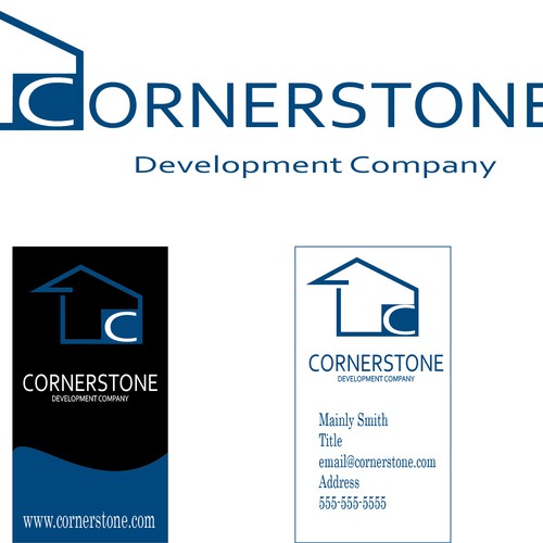 Create the next logo and business card for Cornerstone Development Company 