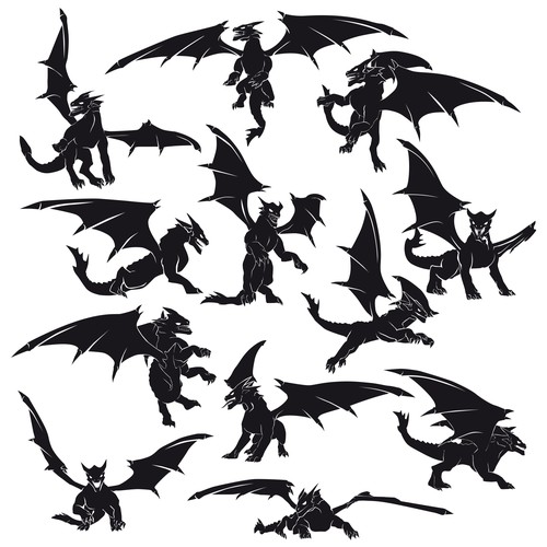 Dragon silhouettes in vector format
