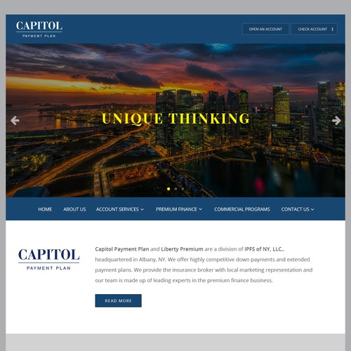 Homepage website design concept for Capital Payment Plan