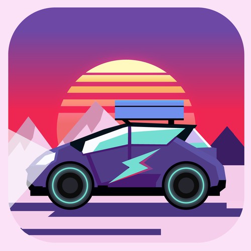 iOs App Icon for Electric Vehicles Routes