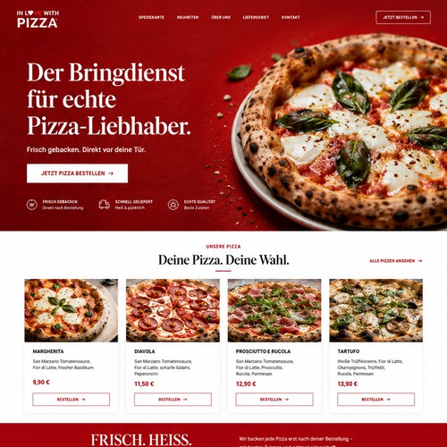 In Love With Pizza Landing Page Design