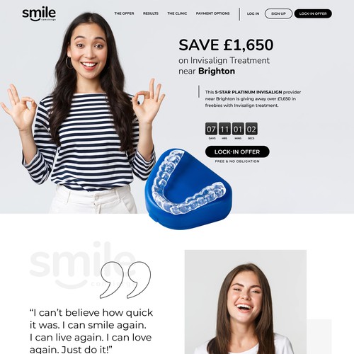 Homepage design for teeth aligners