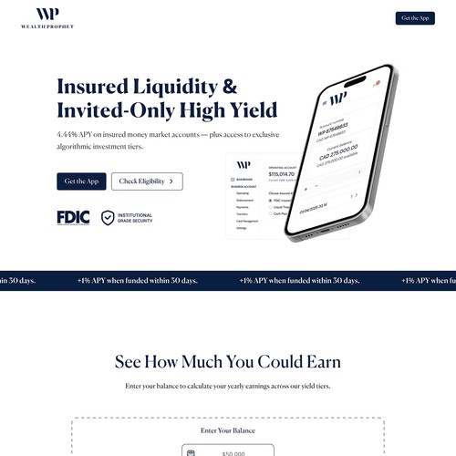 WealthProphet – Premium Fintech Landing Page Design