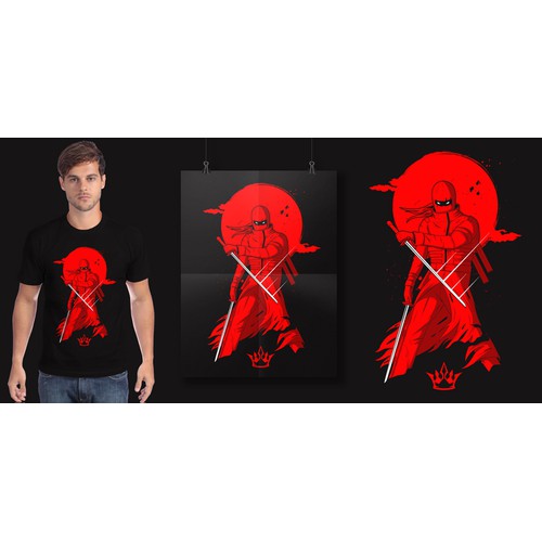 SICK Ninja King Character Tshirt Design