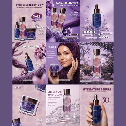  AETHEL Skincare – Premium Social Media Visual Identity