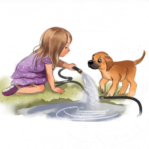 A girl and her puppy:  a children's book illustration proposal.