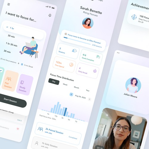 Apps as Productivity Tools with Video-Paired Focus Sessions