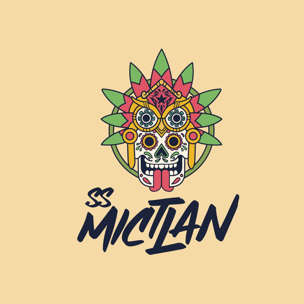 Mexican land of the dead inspired logo for rock recording studio