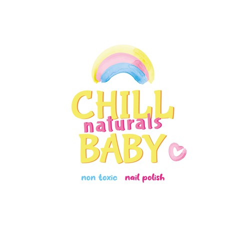 'CHILL BABY NATURALS' luxury natural non toxic nail polish bottle label appeal parents/young child