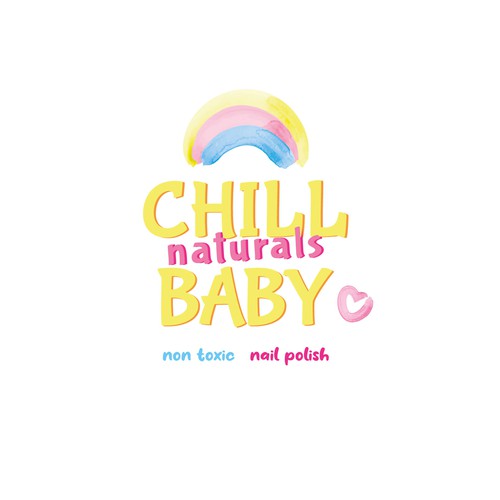 'CHILL BABY NATURALS' luxury natural non toxic nail polish bottle label appeal parents/young child