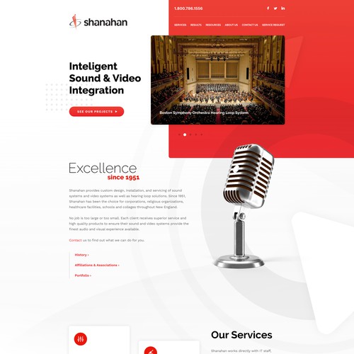 Homepage for a company in audio/video business