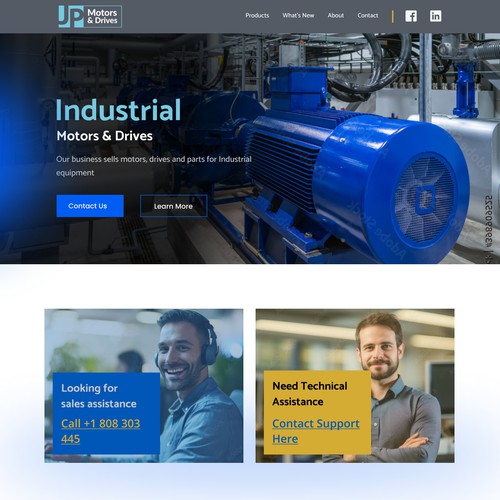 Home page for industrial motors company