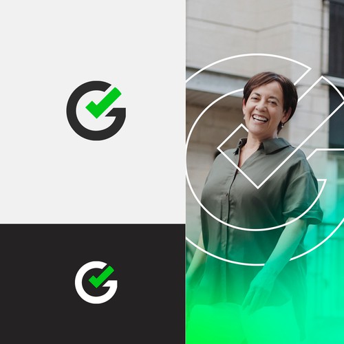 G and check mark logo design.
