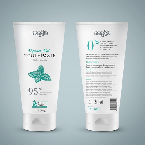 Minimal design for mint  toothpaste