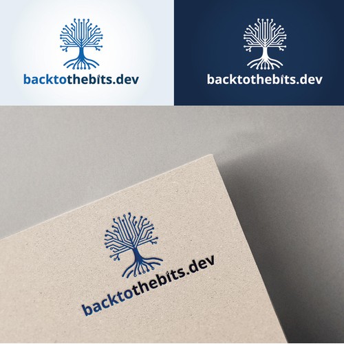 Tech-Baum-Logo mit Schaltkreisen für backtothebits.dev