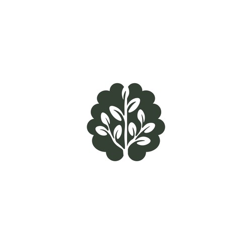 tree with brain concept logo