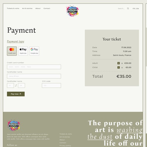 Art Gallary website payment page