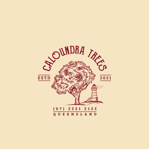 Logo for local tree services business incorporating iconic lighthouse and tree in design