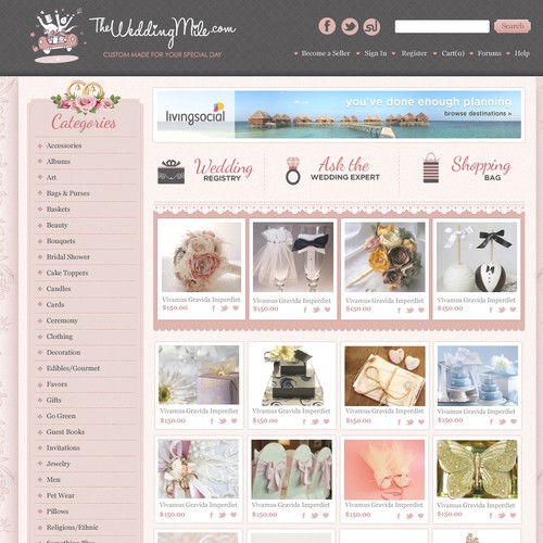 Web design concept for weddings and accessories