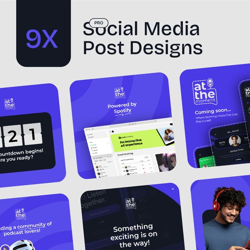 Social media posts design for a new podcast app