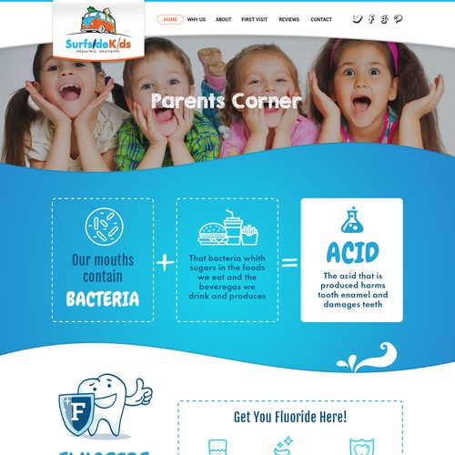 Web page design for Pediatric dental practice