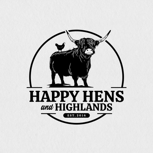 Vintage Highland Cattle Logo design