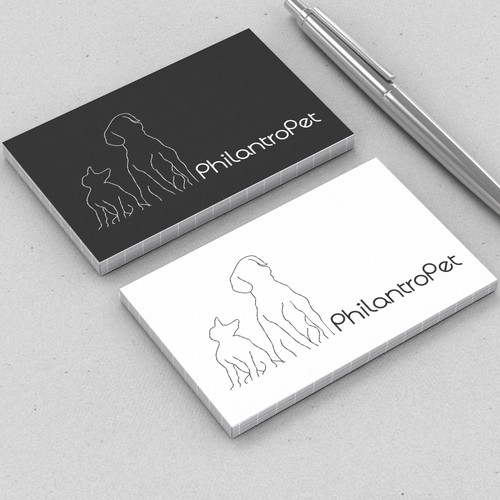 Create a sophisticated line drawing of a cat and dog for a non-profit's logo.