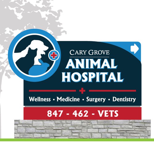 Create SIGN FOR NEW ANIMAL HOSPITAL - professional, eye catchingmonument sign 