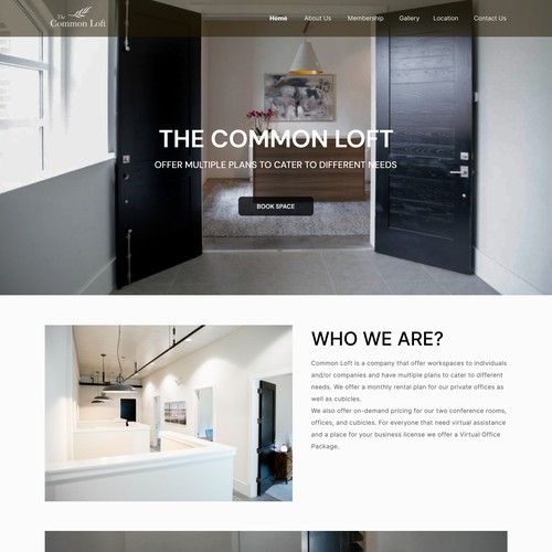 Landing Page for The Common Loft C0-Working Space
