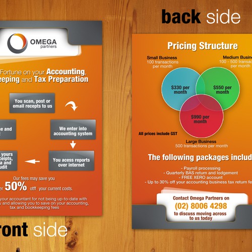 print or packaging design for Omega Partners