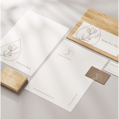 Visual identity for a home decor brand presented in a brand guide design