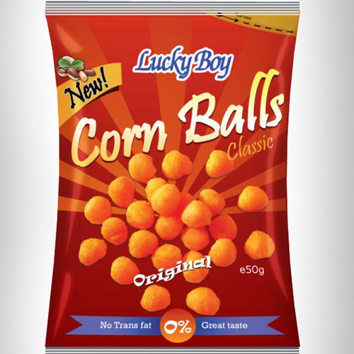 Create a lasting pack design for corn puffs