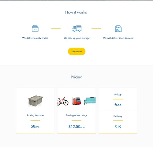 Website for storage space provider