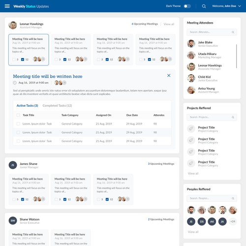 Meeting management dashboard