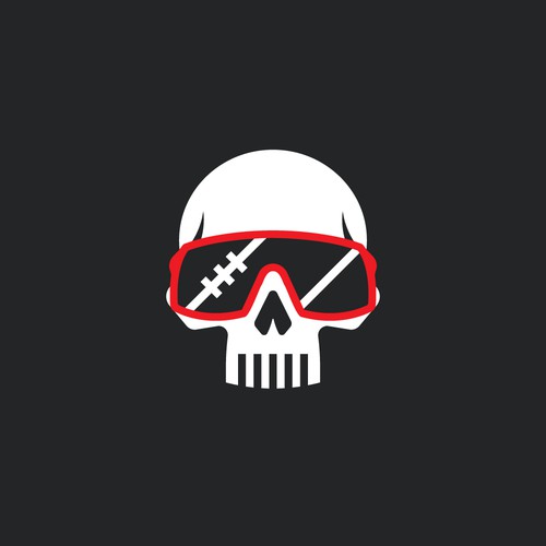 Minimalist, bold skull logo for a football team