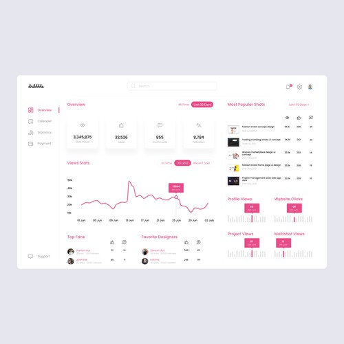 Dribbble pro dashboard