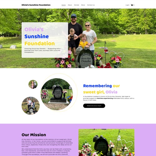 Olivia's Sunshine Foundation - Custom Squarepscae Website Design